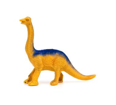 yan görünümü brachiosaurus oyuncak beyaz bir arka plan üzerinde