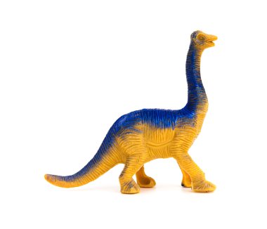 yan görünümü brachiosaurus oyuncak beyaz bir arka plan üzerinde