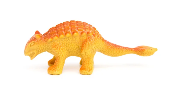 Vue de côté jouet Pinacosaurus orange sur fond blanc — Photo