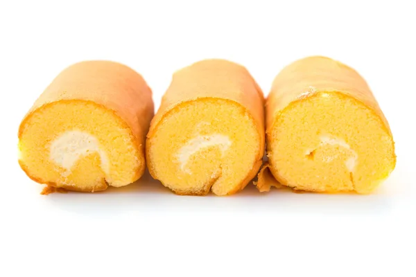 Three sweet rolls on a white background — Stock Photo, Image