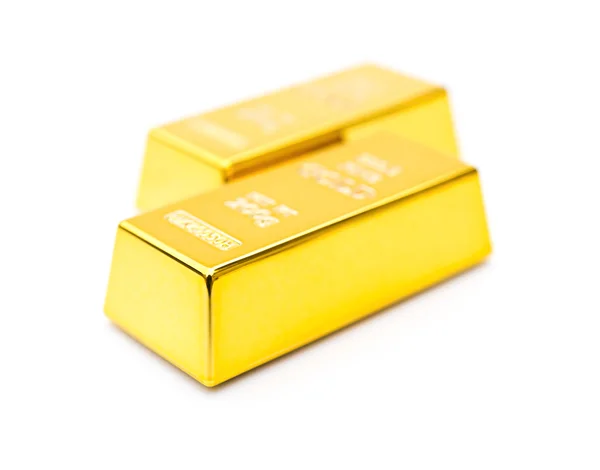 Two pieces of gold bar on a white background — Stock Photo, Image