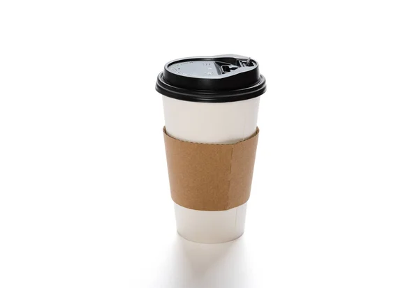 Papieren Koffiebeker Wit Met Knippad — Stockfoto