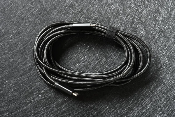 Svart Typ Kabel Mörk Bakgrund — Stockfoto