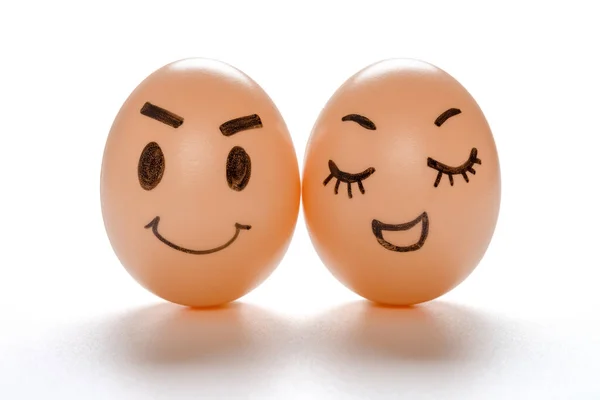 Egg Faces Lovely Couple White Clipping Path — Stock Photo, Image