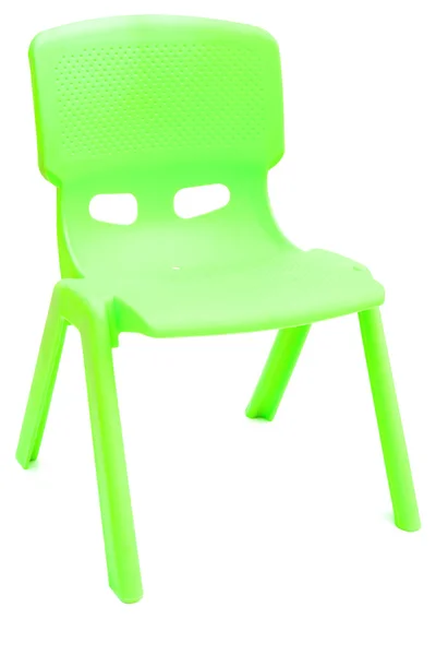 Silla de plástico verde para niños en blanco, vista lateral —  Fotos de Stock