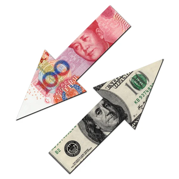 USD UP AND RMB DOWN — Stock Photo, Image