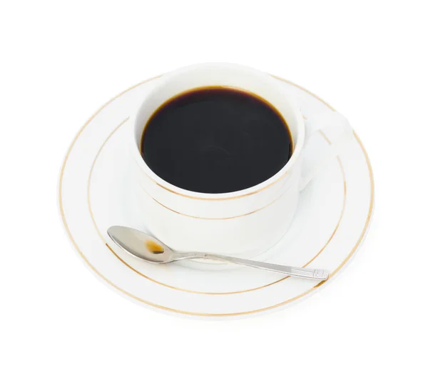 Tasse Kaffee und Löffel mit Schneideweg — Stockfoto