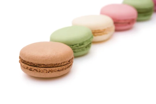 Colorful macaroons on white with clipping path — Stock Photo, Image