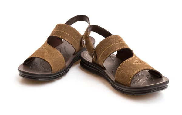 Pair of brown leisure sandal on white background — Stock Photo, Image