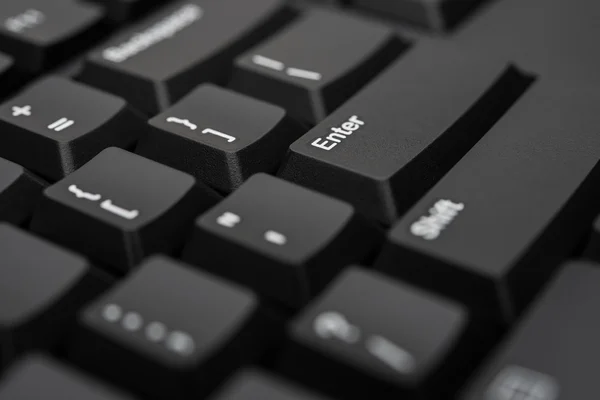 Teclado preto close-up, foco seletivo — Fotografia de Stock