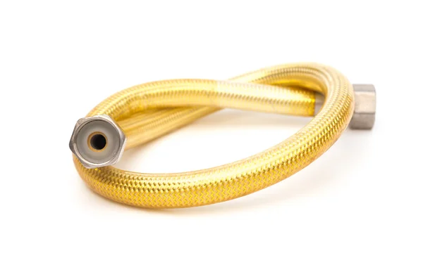 Gold woven metal tube on white background — Stock Photo, Image