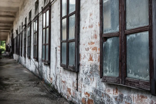 Fönstren i en övergiven fabrik — Stockfoto