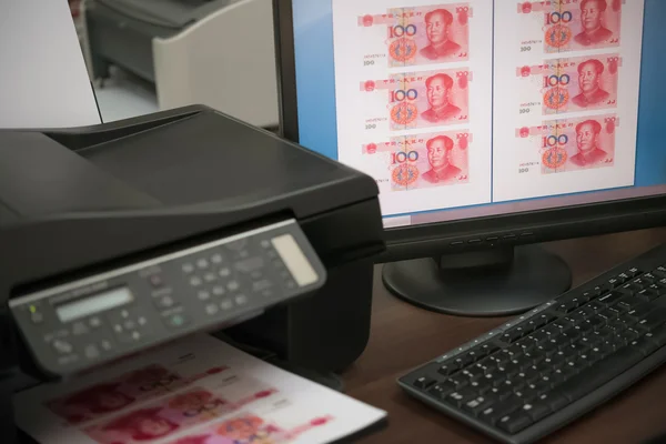 Nep Rmb papiergeld afdrukken illegaal — Stockfoto