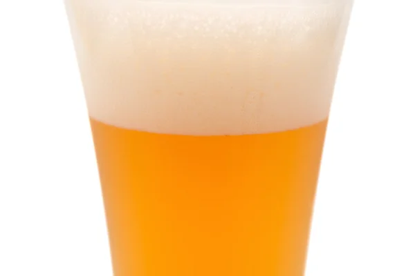 Glass of beer in cup close up with clipping path — Stock Photo, Image