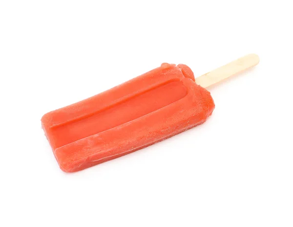 Popsicle rouge sur fond blanc — Photo