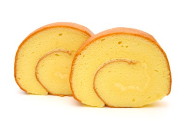 Altın tatlı beyaz bir arka plan üzerinde rulo Önden Görünüm