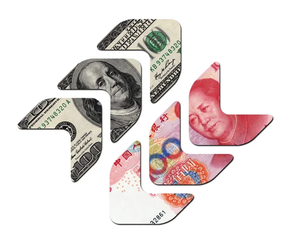 USD UP and RMB DOWN,financial concept — Stock Photo, Image