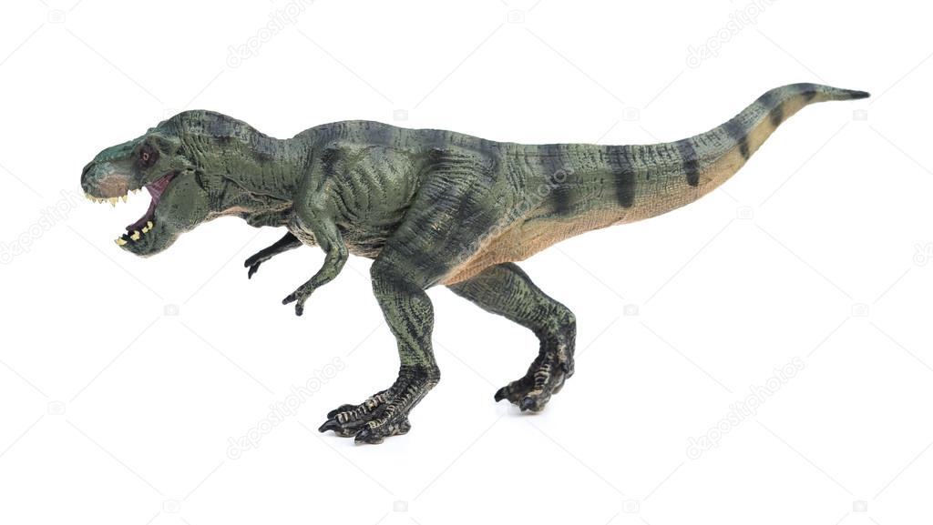 tyrannosaurus toy on a white background