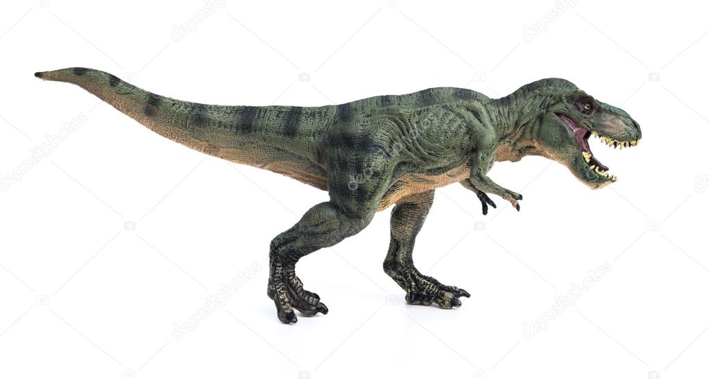 tyrannosaurus toy on a white background