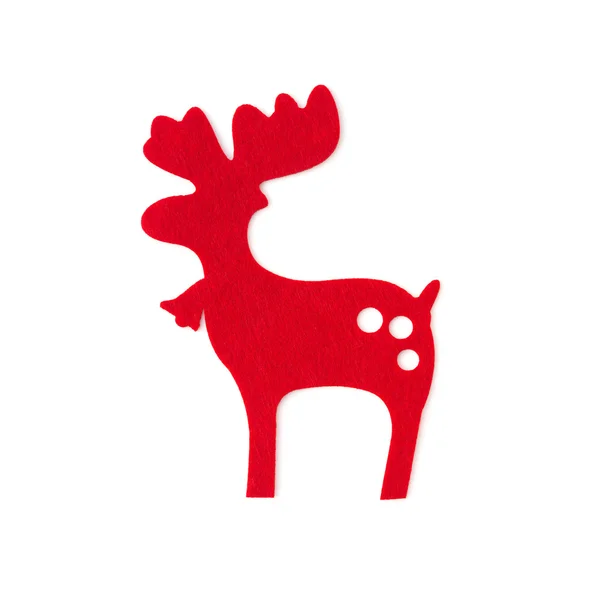 Hand made red christmas reindeer on white — Stock Photo, Image