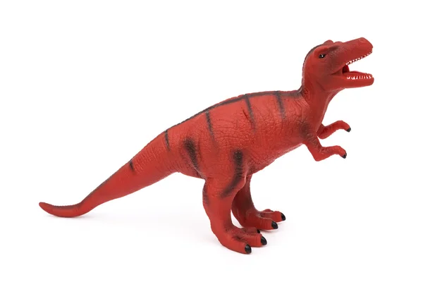 Zabawka tyranozaura czerwony na białym tle — Zdjęcie stockowe