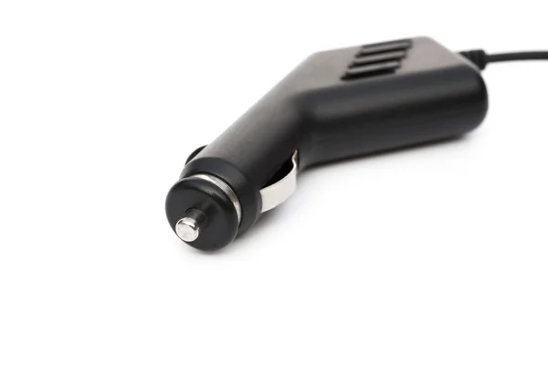 Black Car charger plug on a white background — Stock Photo, Image