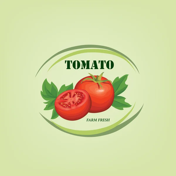 Retro sticker of natural product tomatoes — Stock Vector