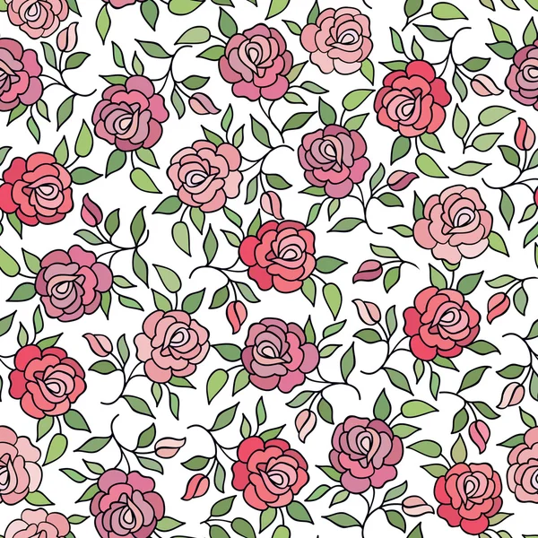 Modèle sans couture avec des fleurs roses — Image vectorielle