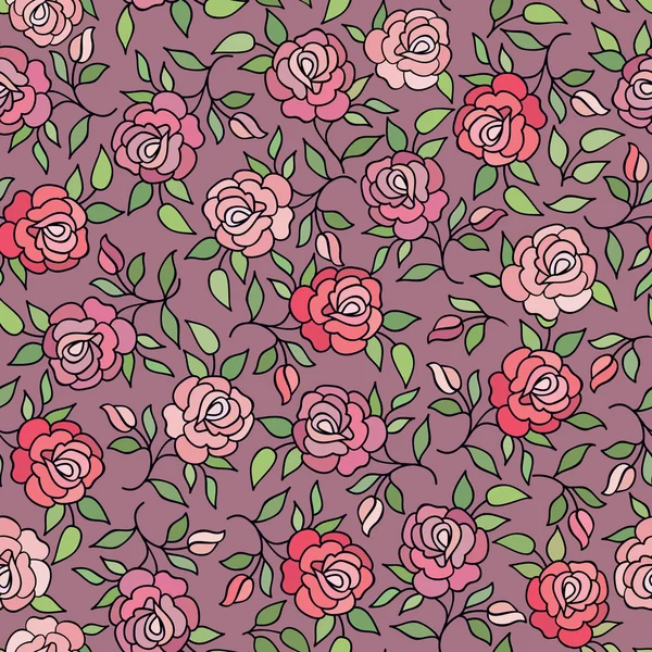 Seamless pattern with rose flowers — Stock Vector