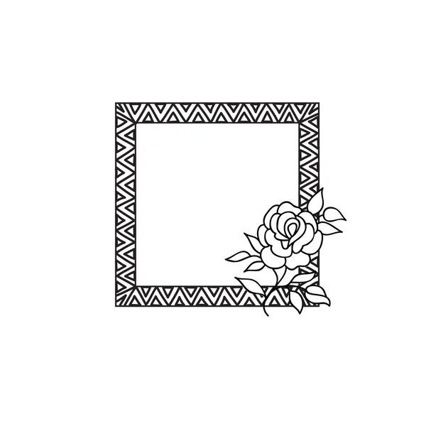 Dekorativní rám s růžovou květinou — Stockový vektor