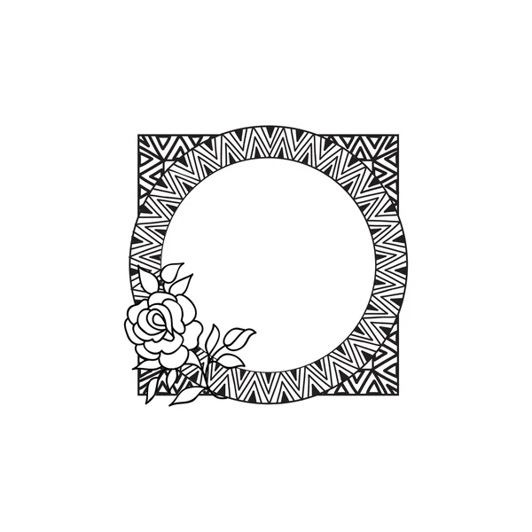 Cadre décoratif avec fleur rose — Image vectorielle