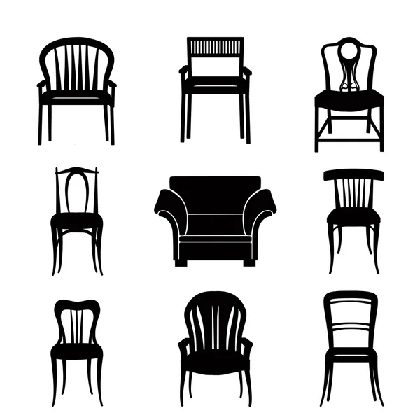 Chaises silhouettes ensemble — Image vectorielle