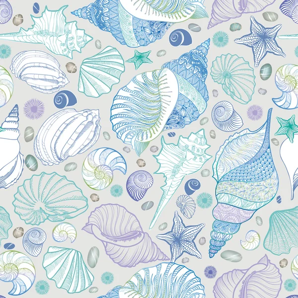 Coquilles motif sans couture — Image vectorielle