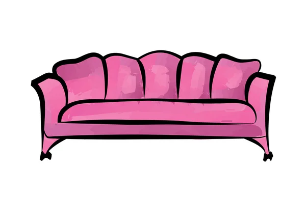 Pink leather luxury sofa — Stock Vector