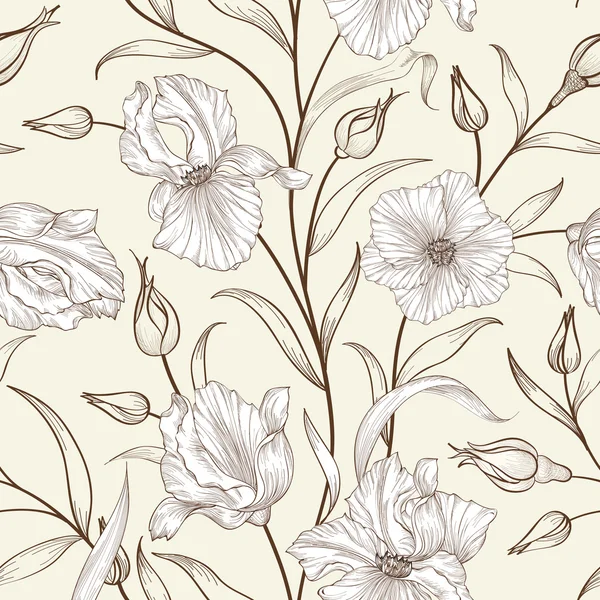 Bloemen naadloos patroon — Stockvector