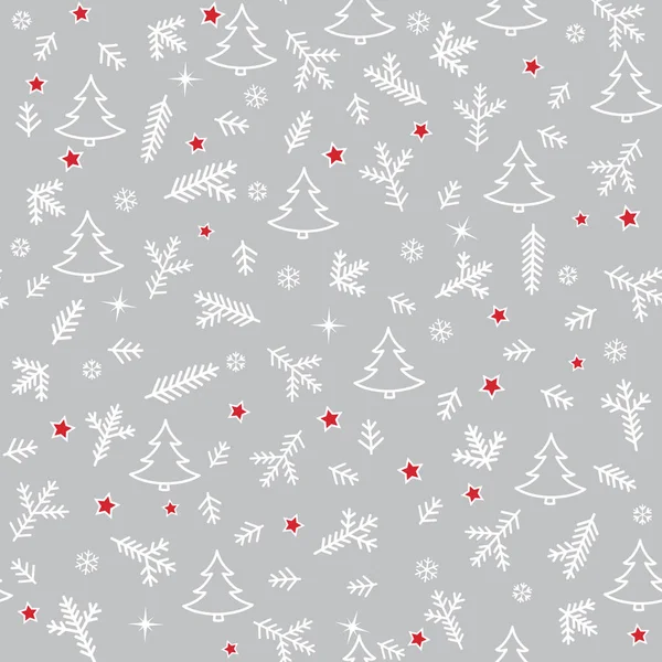 クリスマスアイコン新年ツリー 雪と星とシームレスなパターン ハッピー冬の休日の壁紙で自然装飾要素 モミの木の枝や雪片タイルの背景デザイン — ストック写真