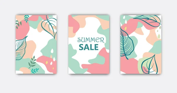 Set Abstract Floral Background Designs Summer Holiday Leaves Card Templates — Stock Photo, Image