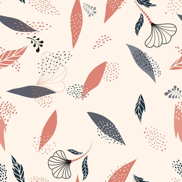 Florales Nahtloses Muster Mit Herbstlichen Blättern Und Blüten Herbst Natur — Stockfoto