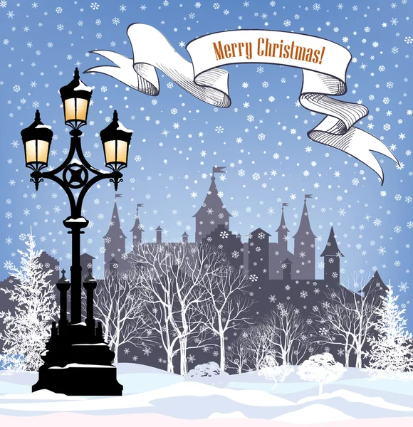 Christmas city background Stock Illustration