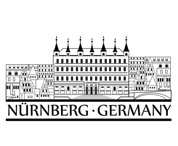 Vista de la ciudad de Nurnberg — Vector de stock