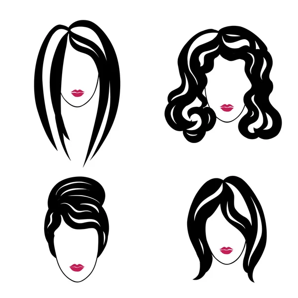 Hair styly set. Woman profiles — Stock Vector