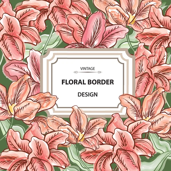 Blumen Vintage Border Hintergrund — Stockvektor