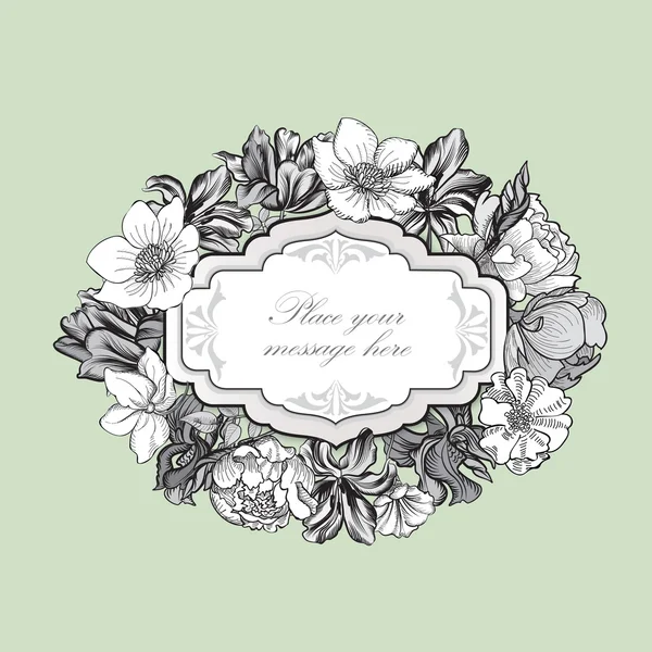 Frontera de flores. Marco floral — Vector de stock