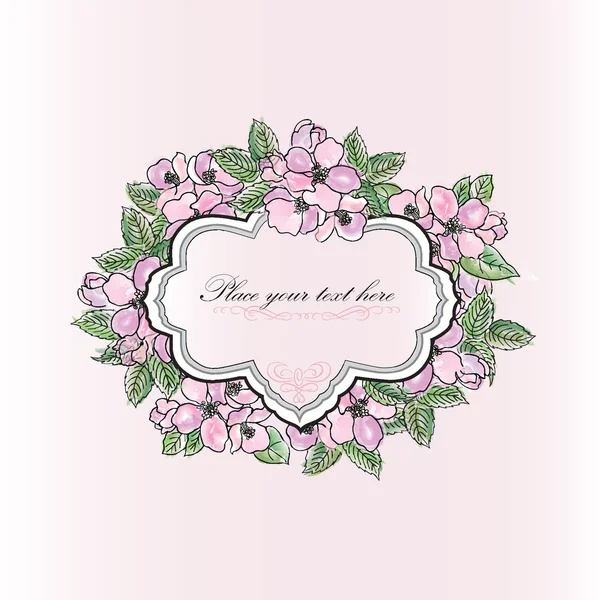 Fleurs en fleurs carte de voeux — Image vectorielle