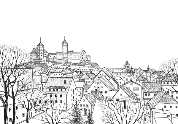 Medieval european castle landscape — Stock Illustration Medieval european castle landscape Royalty Free Stock Vectors