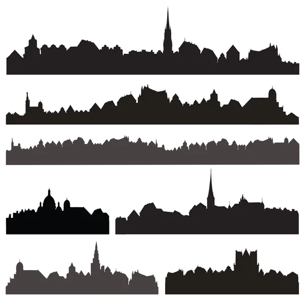 City silhouettes set — Stock Vector