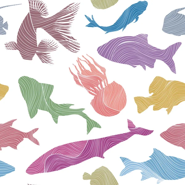 Croquis de poissons colorés — Image vectorielle