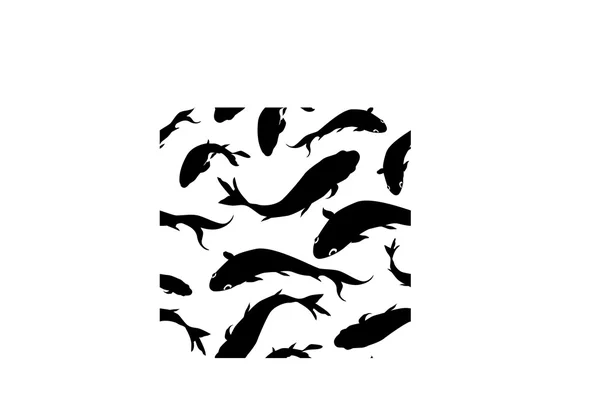 Silhouettes de poisson monochromes — Image vectorielle