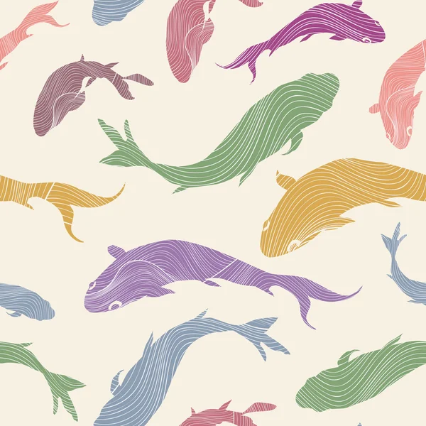 Fish seamless pattern. Marine background in japanese style — Stockvector