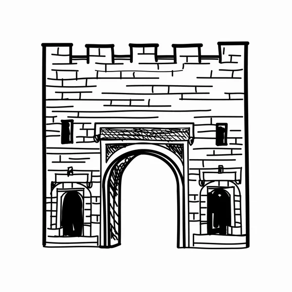 Arch gates in fortress wall — Stock Illustration Arch gates in fortress wall Stock Vector
